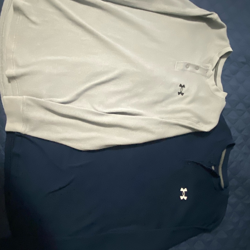 Under Armour Men's Navy AND grey long sleeve 1/4 button up shirts..